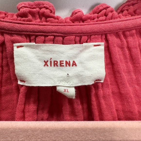 Xirena Camila Gauze Popover Top Blouse Coral Pink Women's Size XL Ruffle Neck - Picture 4 of 7